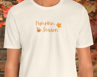 パンプキンシーズングラフィックTシャツ：ユニセックス秋コンフォートシャツ