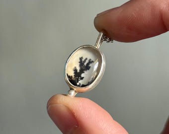 Pendentif en agate dendritique | Collier en argent sterling fait main