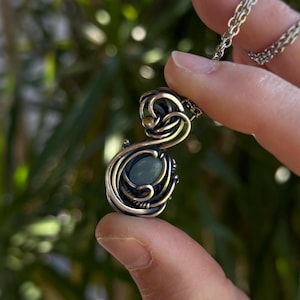 Aquamarine Pendant – Cold Forged Sterling Silver Necklace, Elven Design