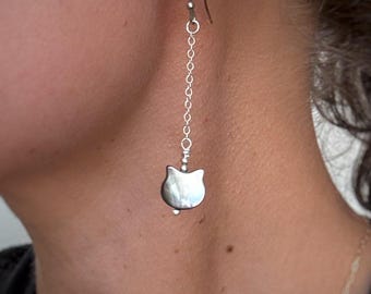 Orecchini pendenti in madreperla e conchiglia a forma di labbro nero in argento sterling