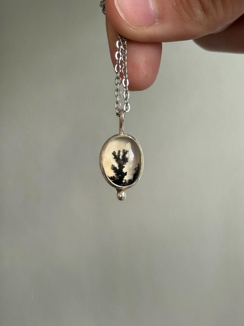 Ciondolo in agata dendritica / Collana in argento sterling fatta a mano immagine 6