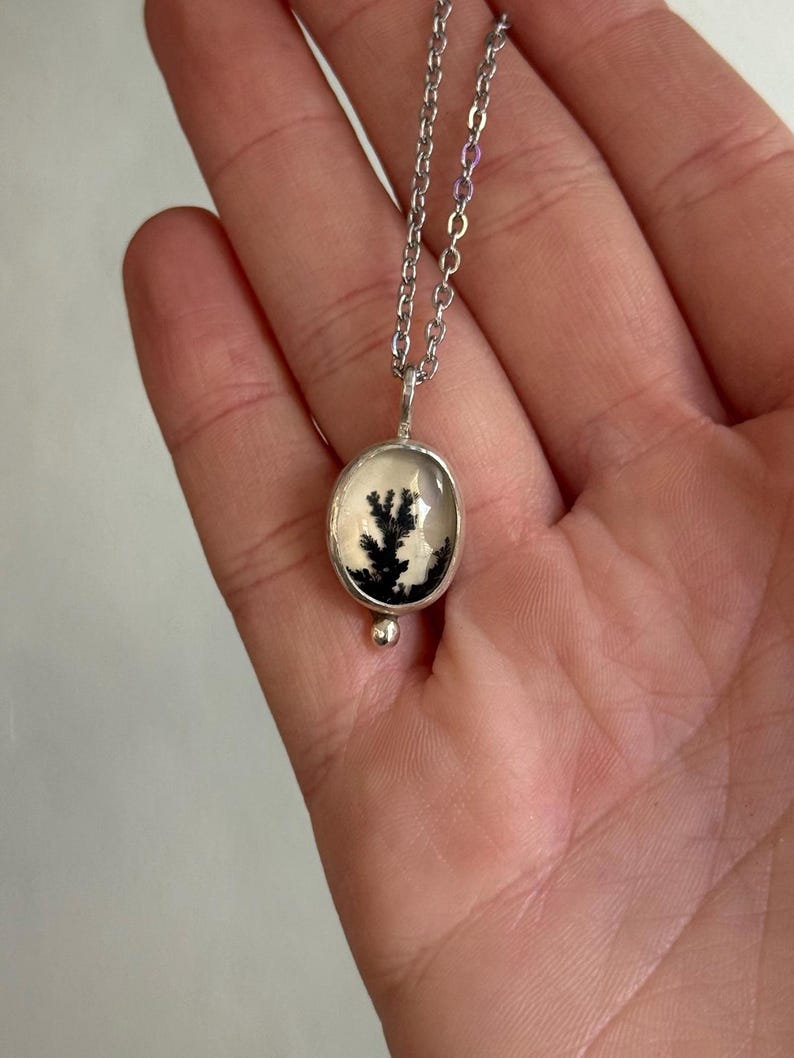 Ciondolo in agata dendritica / Collana in argento sterling fatta a mano immagine 4