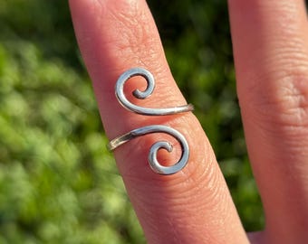 Adjustable Spiral Ring – Copper or Sterling Silver Minimalist Ring
