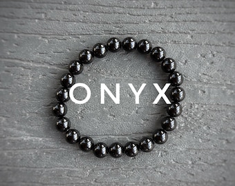 Bracelet extensible en cristal d'onyx infusé de Reiki pour l'ancrage