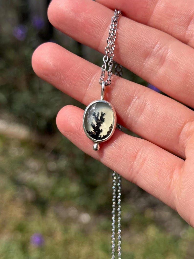 Ciondolo in agata dendritica / Collana in argento sterling fatta a mano immagine 5