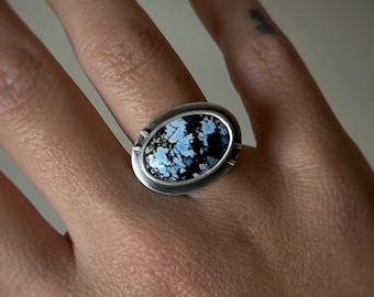 Bague en hotsonite de White River – Bague ovale en argent fin, taille 6