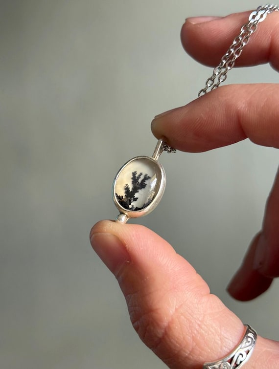 Dendritic Agate Pendant | Handmade Sterling Silver Necklace