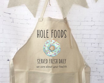 funny doughnut apron / bridal shower gift/ bride gift/ adjustable apron/ wedding gift/ hole foods / baker apron/ bakery apron/ donut lover