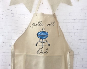 personalized apron/ grill apron/ grillin with dad apron / gift for dad/ gift for dad/father's day gift/gift for him