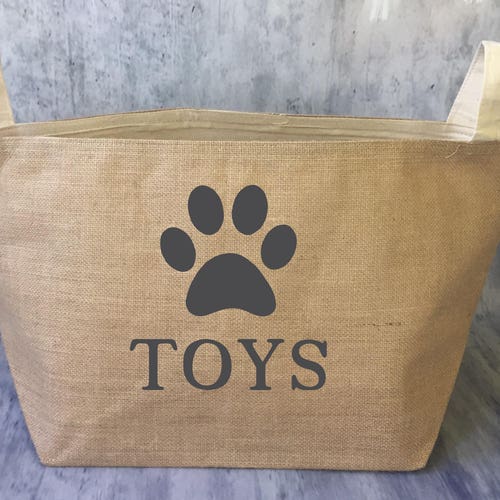 Spoiled Dog Lined Burlap Dog Toy Basket Burlap Storage Tote Etsy