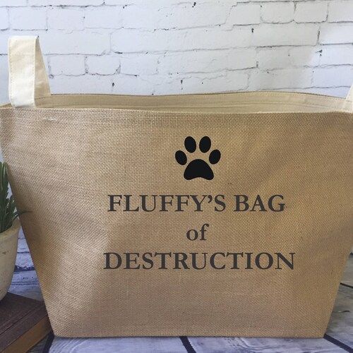 Dog Toy Basket Burlap Storage Tote Funny Dog Gift Dog Etsy