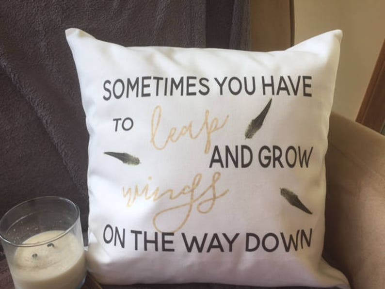 Inspirational quote decorative throw pillow cover leap and Etsy
