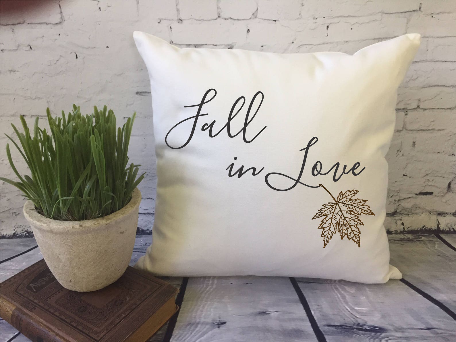 Fall Decorative Throw Pillow Cover/leaf Pillow/ Fall in Love/ Etsy