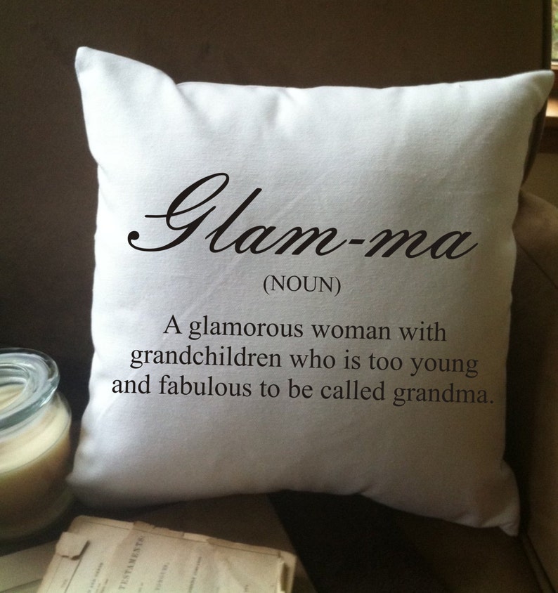 glam-ma, glamma, glamorous grandma throw pillow cover, pregnancy announcement gift for grandparents image 1