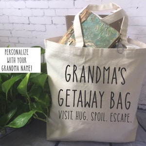 funny personalized canvas tote bag for Grandma