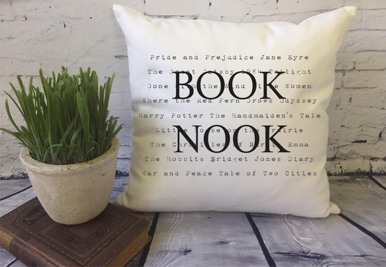 book lover graphic throw pillow cover, decorative throw pillow cover, book nook pillow 