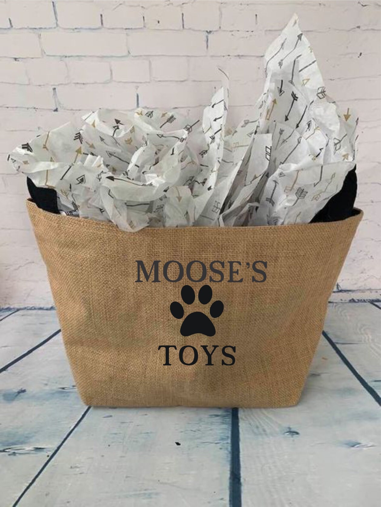 Personalized dog toy basket burlap storage basket reusable Etsy