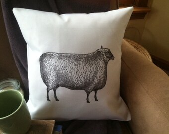 sheep illustration  throw pillow cover, decorative throw pillow