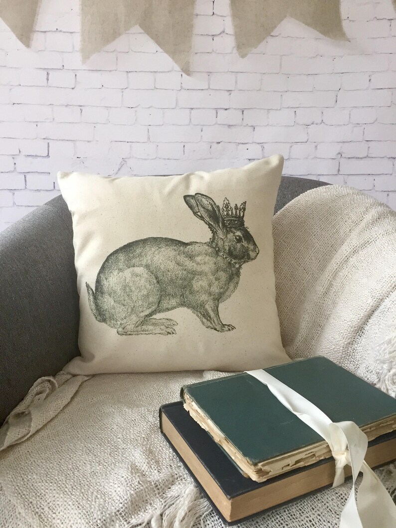 Bunny Rabbit Queen Throw Pillow Cover Decorative Throw Etsy