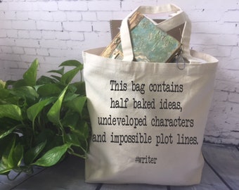 funny canvas tote bag/ writer gift/ writer's tote bag