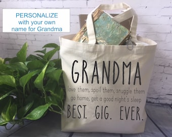 Grandma canvas tote bag/funny grandma gift/ mom gift/mother's day gift/ baby shower gift for grandma/ grandma tote bag/ personalized