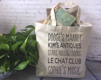 Gilmore Girls tote bag/Stars Hollow shops/ Gimore Girls gift/ Gilmore Girls fan/ Doose's Mareket