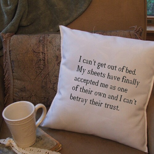 I Cant Get Out of Bed Throw Pillow Cover Decorative Throw Etsy