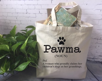 canvas tote bag/funny dog grandma gift/ mom gift/mother's day gift/pawma tote bag/ dog lover gift for grandma