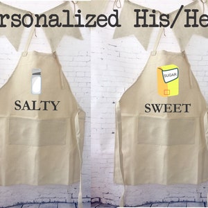 Saukore Funny Aprons for Couple, His and Hers Aprons Set, Kitchen Aprons  with 2 Pockets for Cooking Baking Grilling - Cute Anniversary Wedding  Bridal