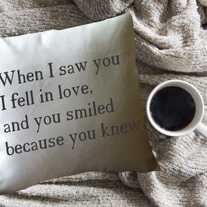 Valentine's Day Gift  When I saw you I  fell in love  throw pillow cover, decorative pillow cover