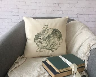 bunny throw pillow cover, custom throw pillow, decorative throw pillow, rabbit, easter decor, spring pillow