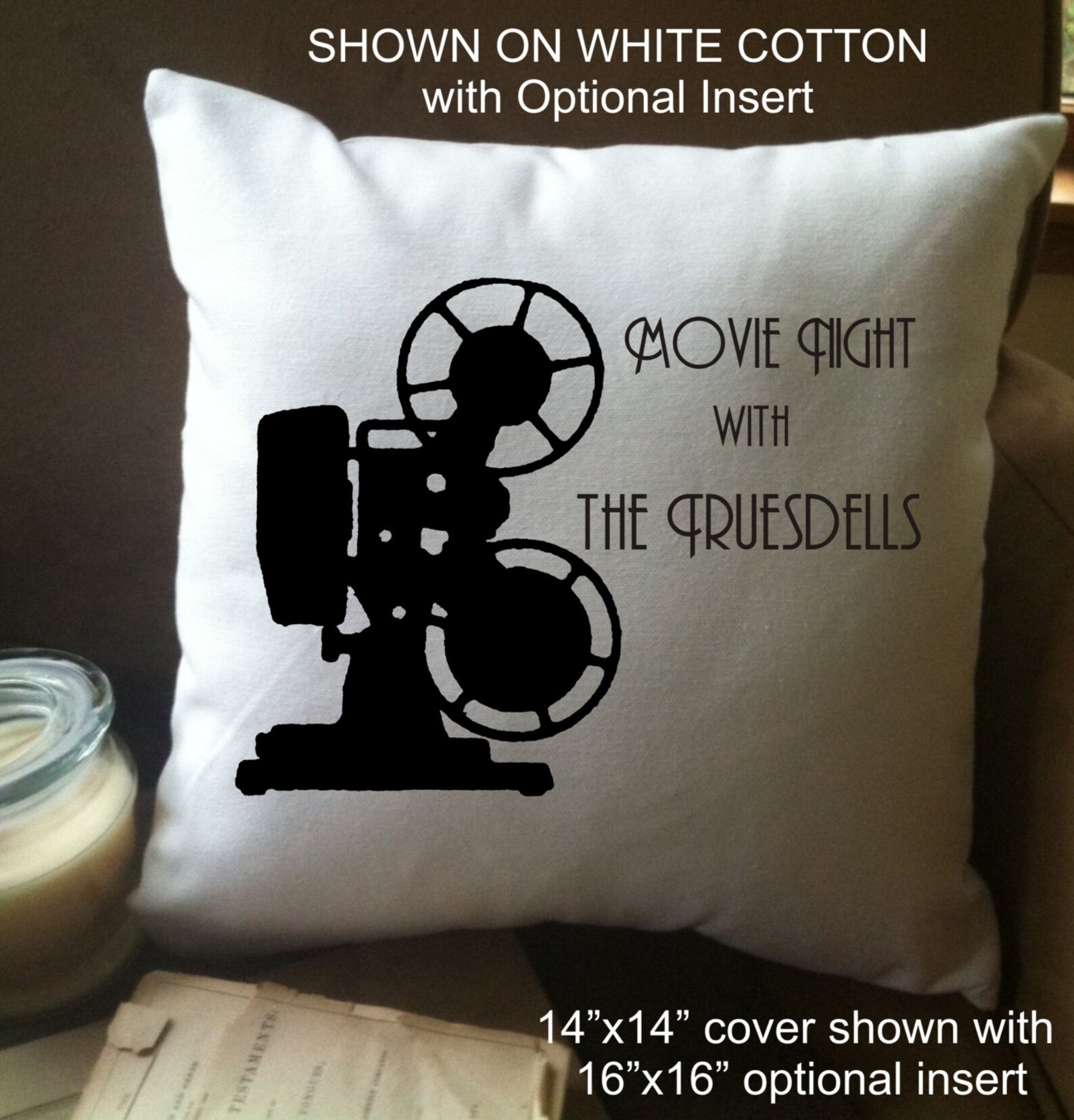 Personalized Movie Night Throw Pillow Coverhome Theater Throw Etsy
