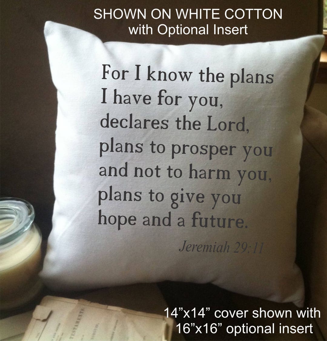 Bible Verse Pillow / Decorative Throw Pillow Cover/ Jeremiah Verse