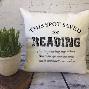 book lover gift/funny throw pillow/ book nook pillow/ spot saver pillow/ / humorous gift/ gift for reader