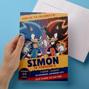 Sonic Birthday Invitation Editable Canva Template Sonic the Hedgehog 3 Party Invite Digital Printable for Boys Kids Any Age Instant Download