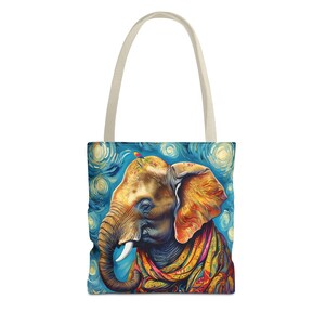 Van Gogh Style Elephant Tote Bag in 3 sizes