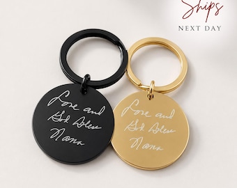 Engraved Actual Handwriting Keychain Customizable Gift Idea. Memorial gift for loved one, personalized wedding, valentine, mother's day gift