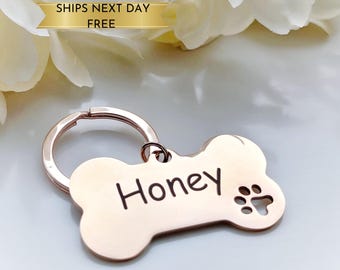 Bone Dog Tag, Dog ID Tag, Custom Engraved Dog Name Tag, Quality Dog Tag Personalized, Black Dog Tag With Name, Phone Numbers for Dogs, Puppy