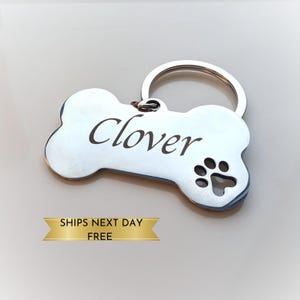 Bone Dog Tag, Dog ID Tag, Custom Engraved Dog Name Tag, Quality Dog Tag Personalized, Black Dog Tag With Name, Phone Numbers for Dogs, Puppy
