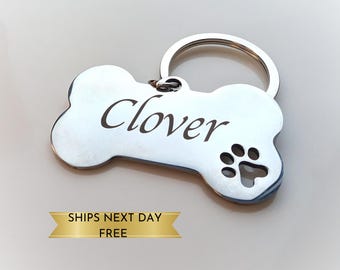 Bone Dog Tag, Dog ID Tag, Custom Engraved Dog Name Tag, Quality Dog Tag Personalized, Black Dog Tag With Name, Phone Numbers for Dogs, Puppy