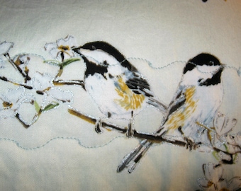 Oregano Chickadee Placemats, Chickadees, Birds, Cotton Placemats, Housewarming Gift, Kitchen Decor,  Placemats, Cotton  Placemats