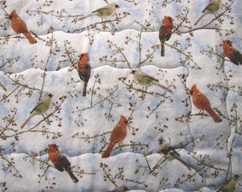 Cardinal on Blue Placemats, Cardinals. Cotton Placemats, Housewarming Gift, Kitchen and Dining, Placemats, Gift, Kitcehn Decor