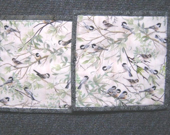 Chickadee  Potholders, Birds, cotton potholders, Housewarming Gift, Gift, Chickadees