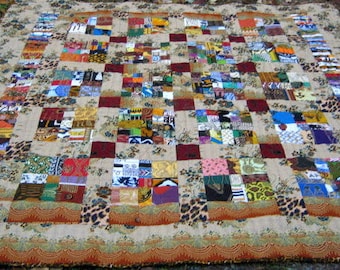African Cotton Queen Size Quilt,Bed Quilt,Housewarming Gift,Four Patch Quilt,Blanket,Machine Quilted,Cheetah