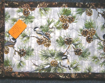 Chickadee and Pinecones Placemats, Chickadees, Winter Visitors, Birds, Home and Living, Housewarming Gift