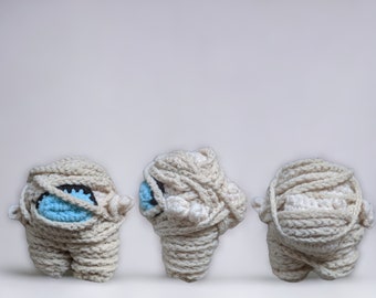 Simpatico modello Amigurumi all'uncinetto, Among Us, Portachiavi all'uncinetto, Portachiavi Kawaii, Miniatura dell'astronauta, Kit in miniatura fai da te, Tutorial PDF, Bluey