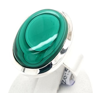 Malachite Sterling Silver Ring 56