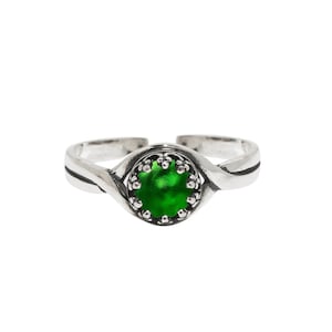 Recycled Vintage 1960&#39;s Emerald Green Beer Bottle Glass and Sterling Primitive Twist Ring