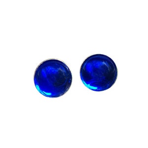 Recycled Vintage 1960's Cobalt Skin Cream Jar Sterling Silver Post Earrings