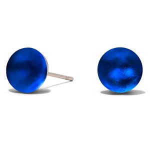 Recycled Vintage 1960&#39;s Cobalt Skin Cream Jar Simple Post Earrings